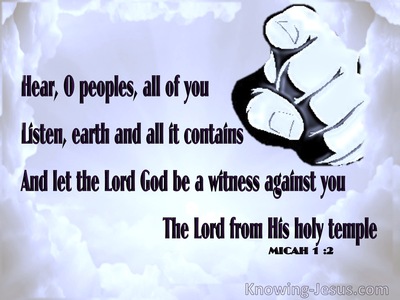 Micah 1:2 The Lord God Is A Witness Against You (blue)